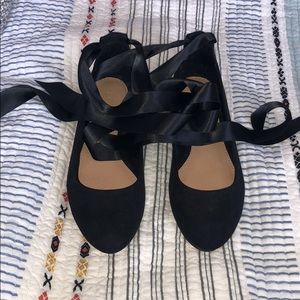 NWOT Loft tie up Ballerina flats